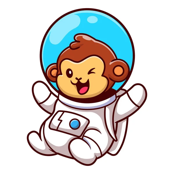 Lucu Astronot Monyet Gambar Ikon Kartun Vektor Mengambang Konsep Ikon Stok Ilustrasi Bebas Royalti