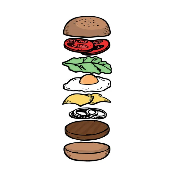 Burger Vector Illustration Design Element Shirt Sticker Flyer Brochure Card — Wektor stockowy