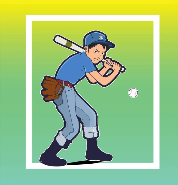 Baseball Player Drawing Design Element Vector — 스톡 벡터