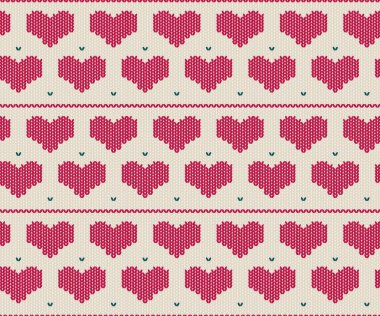 This is a knitting style love seamless pattern for fabric,Heart pattern background vector images for valentines day