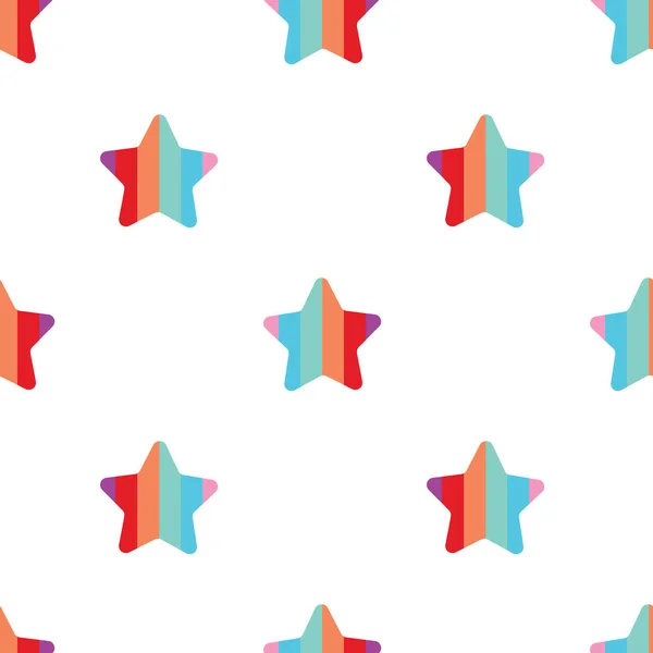 Rainbow Style Star Seamless Pattern White Background — Vector de stock