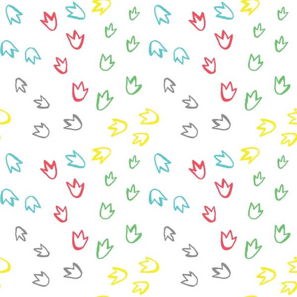 Colorful Animal Dinosaur Footprint Seamless Pattern Background Textile Fabric Print — Stock Vector