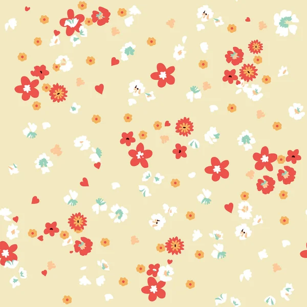 Retro Style Ditsy Flower Seamless Pattern — Stock Vector