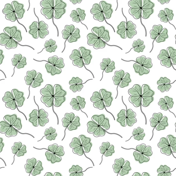 Hand Drawn Clover Pattern Fabric Scrapbook Wallpaper Wrapping Paper — Stock Vector