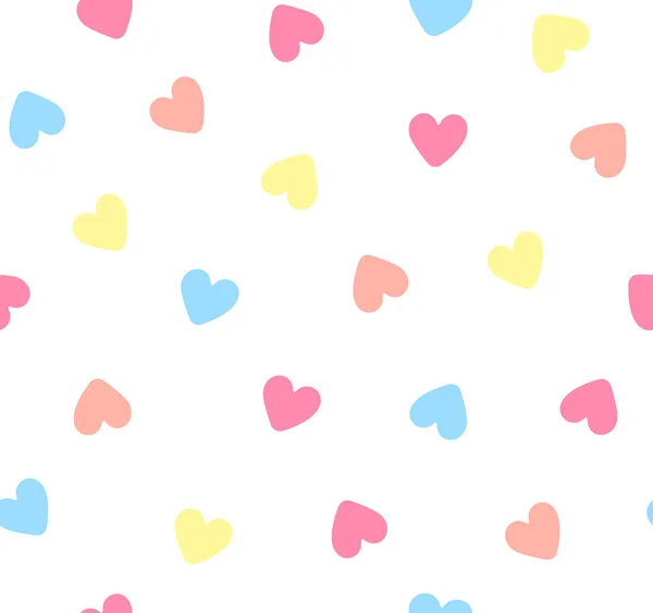 Барвистий Безшовний Візерунок Серця Вектор Любові Красивих Пастельних Кольорах — стоковий вектор