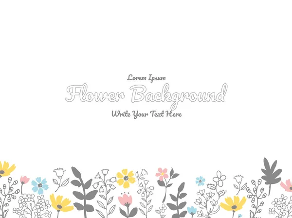 Minimal Hand Drawn Flower Frame Background — Stock Vector