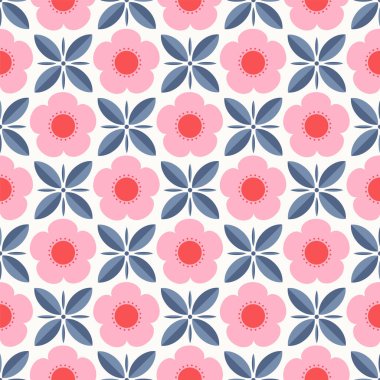 Retro abstract flower seamless pattern background