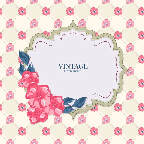 Vintage Flower Frame Vector Design Element Wedding Congratulation Greeting Card — Stock Vector