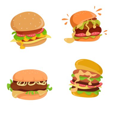 Lezzetli hamburger seti çizimi