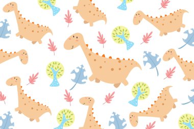 Renkli, şirin, pürüzsüz dinozor deseni.