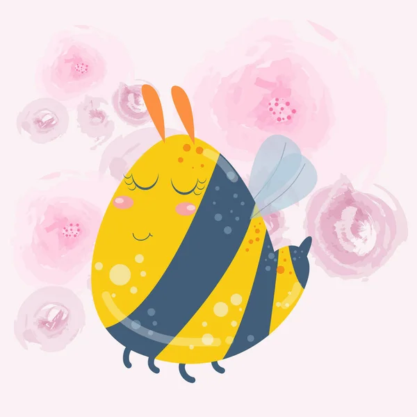 かわいい蜂の絵のベクトル図背景 — ストックベクタ