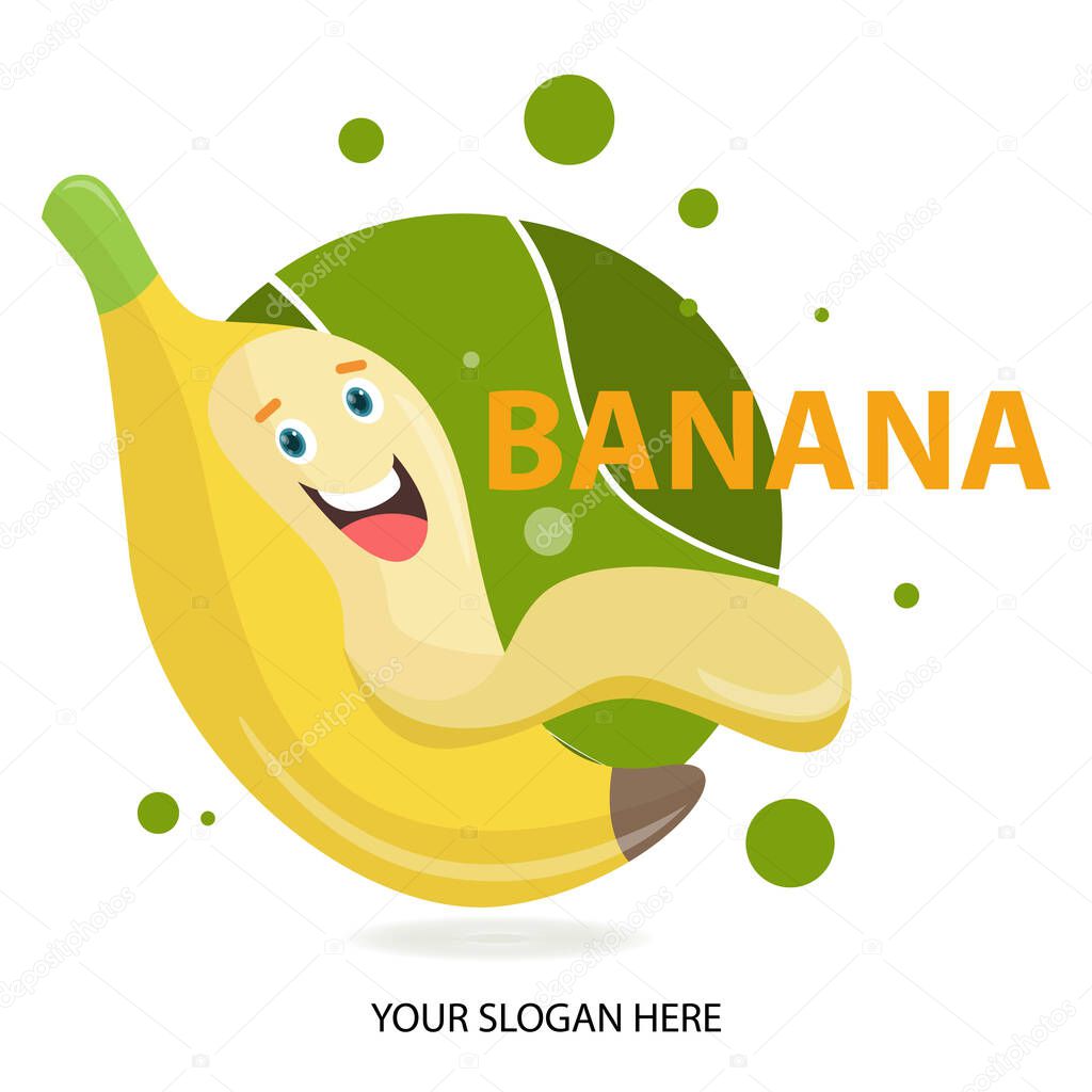 Fresh banana character logo template