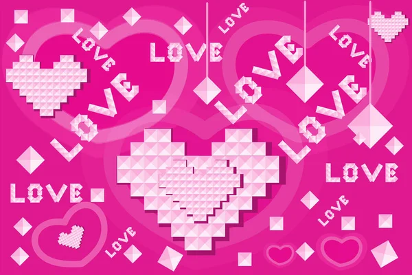 Pocztówka Wektorowa Wzorem Serca Symbol Miłości Gratulacje Okazji Walentynek Urodzin — Wektor stockowy