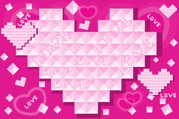 Postal Vectorial Con Patrón Corazones Símbolo Del Amor Felicitaciones Día — Archivo Imágenes Vectoriales