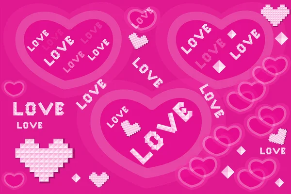 Pocztówka Wektorowa Wzorem Serca Symbol Miłości Gratulacje Okazji Walentynek Urodzin — Wektor stockowy