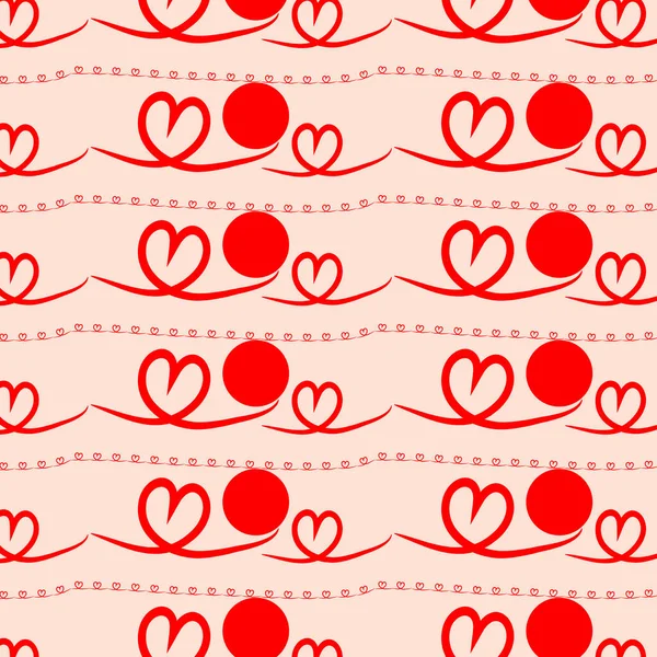 Kırmızı Kalpli Kusursuz Vektör Dantel Deseni Aşk Romantizm Arkaplan Duvar — Stok Vektör