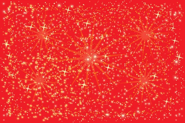 Abstrato Padrão Vermelho Brilhante Com Branco Amarelo Pequenas Estrelas Brilhantes — Vetor de Stock