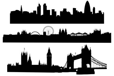 Londra 'nın siluetleri siyah beyaz