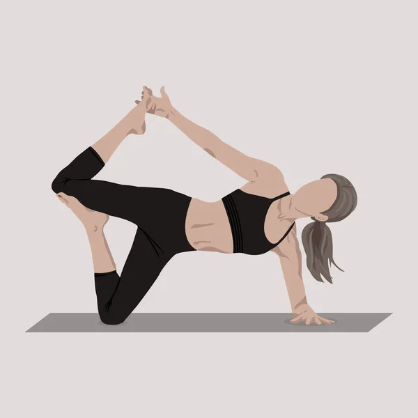 La chica está haciendo deporte Yoga Fitness Estiramiento — Archivo Imágenes Vectoriales