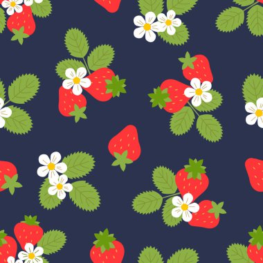 Kırmızı çileklerle kusursuz desen