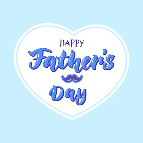 Happy Father Day Lettering Decorated Mustache Vector Color Heart Shaped — Stock Vector