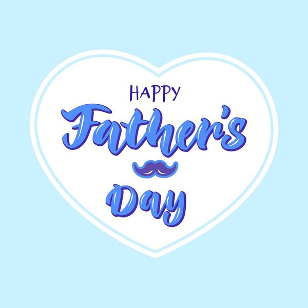 Happy Father Day Lettering Decorated Mustache Vector Color Heart Shaped Stock Illustration