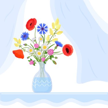 Parlak çiçekli tropik bitkiler. Vektör izole edilmiş renkli resimleme