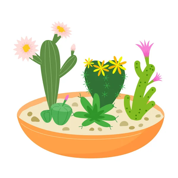 Tropische Planten Met Een Heldere Bloemen Vector Geïsoleerde Kleurrijke Illustratie — Stockvector