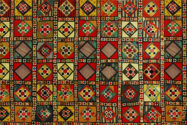 Halı, kumaştan yapılmış yatak örtüsü, yama işi. Özbekistan