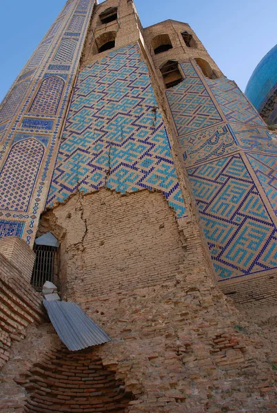 Fragmento Portal Masjidi Jami Mesquita Principal Samarcanda Bibi Khanym Usbequistão — Fotografia de Stock