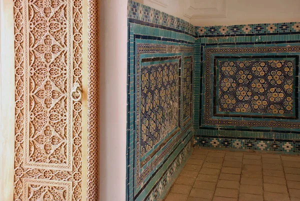 Interior Mausoleum Shakhi Zinda Complex Ceramic Tiles Samarkand Uzbekistan — Stock Photo, Image