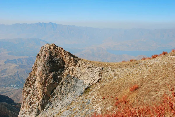 Rocha Fundo Panorama Das Montanhas Tien Shan Usbequistão — Fotografia de Stock