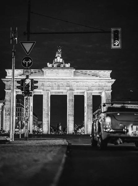 柏林著名的勃兰登堡门 黑白相间 德国柏林 — 图库照片