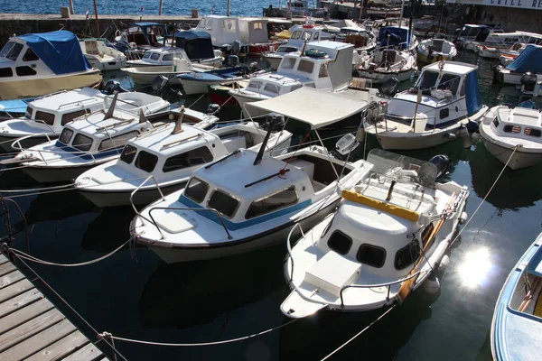 Muchos Barcos Puerto Lovran Cerca Ciudad Rijeka Croacia — Foto de Stock