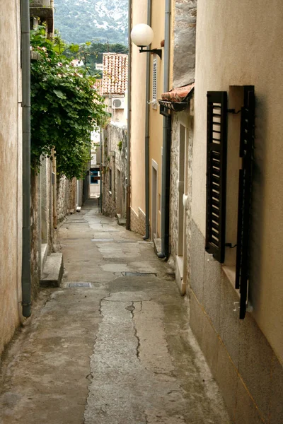 Enge Straße Einer Alten Mittelmeerstadt Kroatien — Stockfoto