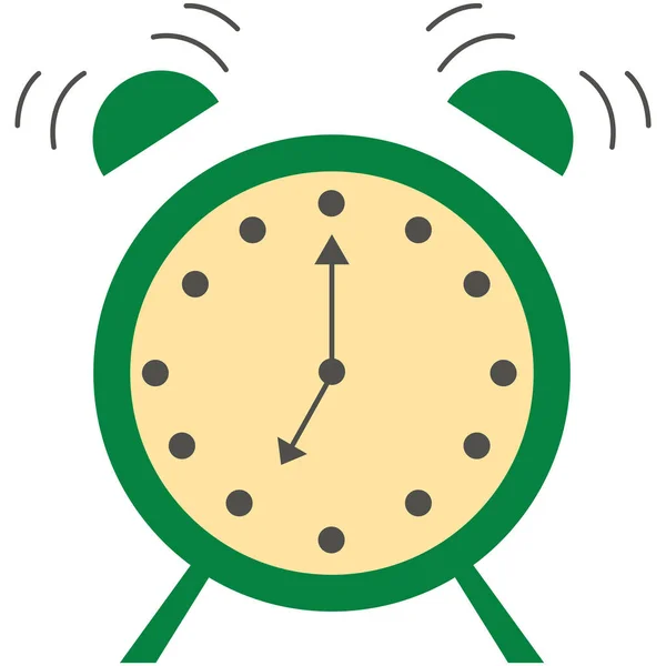 Green Alarm Clock Vector Illustration — Vetor de Stock