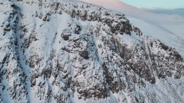 Disparando Con Helicóptero Día Soleado Ártico Montañas Khibiny — Vídeos de Stock