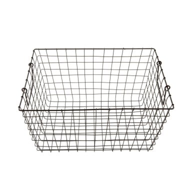 Siyah metal tel sepet izole edilmiş beyaz arkaplan