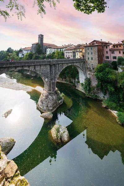 Cividale Italia Agosto 2021 Cividale Del Friuli 从Natisone河看到的魔鬼桥 意大利 — 图库照片