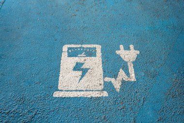 Elektrikli araba şarjı için zemin simgesi. Elektrikli araba resim grafiği