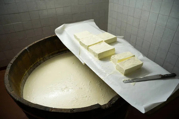 Procesamiento Queso Lechería Artesanal — Foto de Stock