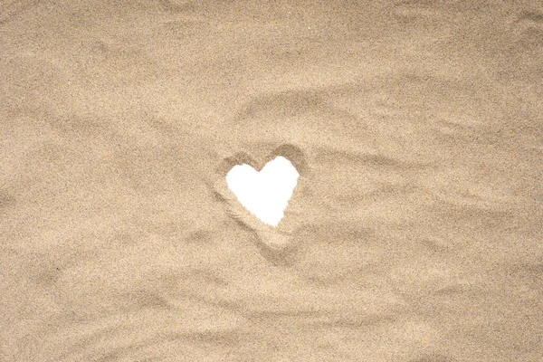 Sand Background Heart Beach Sand Background White Heart — Stock Photo, Image