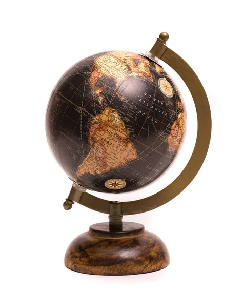 Vintage Earth Globe Showing Americas Isolated White Background — Stock Photo, Image