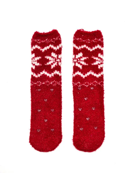 Шкарпетки Червоної Вовни Ізольовані Білому Тлі — стокове фото