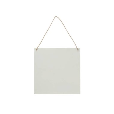 sicimle birlikte boş metal işareti. Mesajın için yer aç. beyaz arkaplanda izole