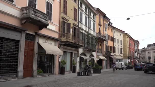 Cremona Italien September 2021 Över Statyn Stradivari Staden Cremona Lombardiet — Stockvideo