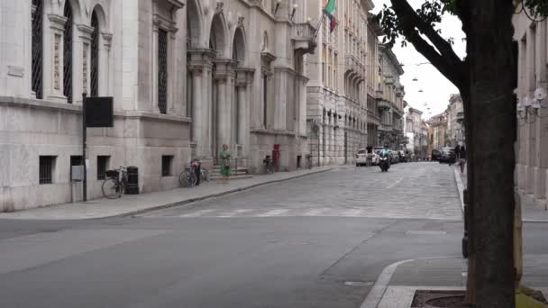 Кремона Италия Сентября 2021 Вид Улицу Джузеппе Мбаппе Городе Кремона — стоковое видео