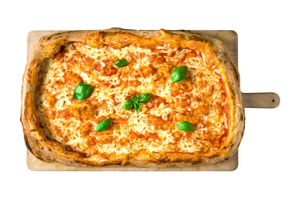 Rechthoekige Pizza Snijplank Geïsoleerde Witte Achtergrond — Stockfoto