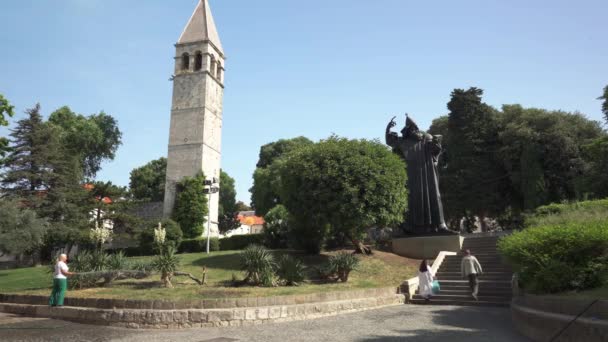Διαίρεση Κροατίας Μάιος 2022 Βενετικό Καμπαναριό Και Άγαλμα Του Γρηγορίου — Αρχείο Βίντεο