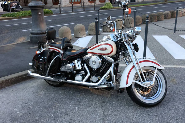 Trieste Italy July 2022 Harley Davidson Motorcycle Parked City Street — 스톡 사진